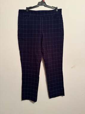 Kim Rogers Women's Navy Plaid Pull-On Pants Size 18
